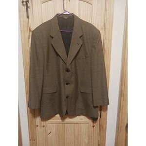Cellini Mens‎ Size 42R  Plaid Houndstooth 3 Button Brown Academic Blazer